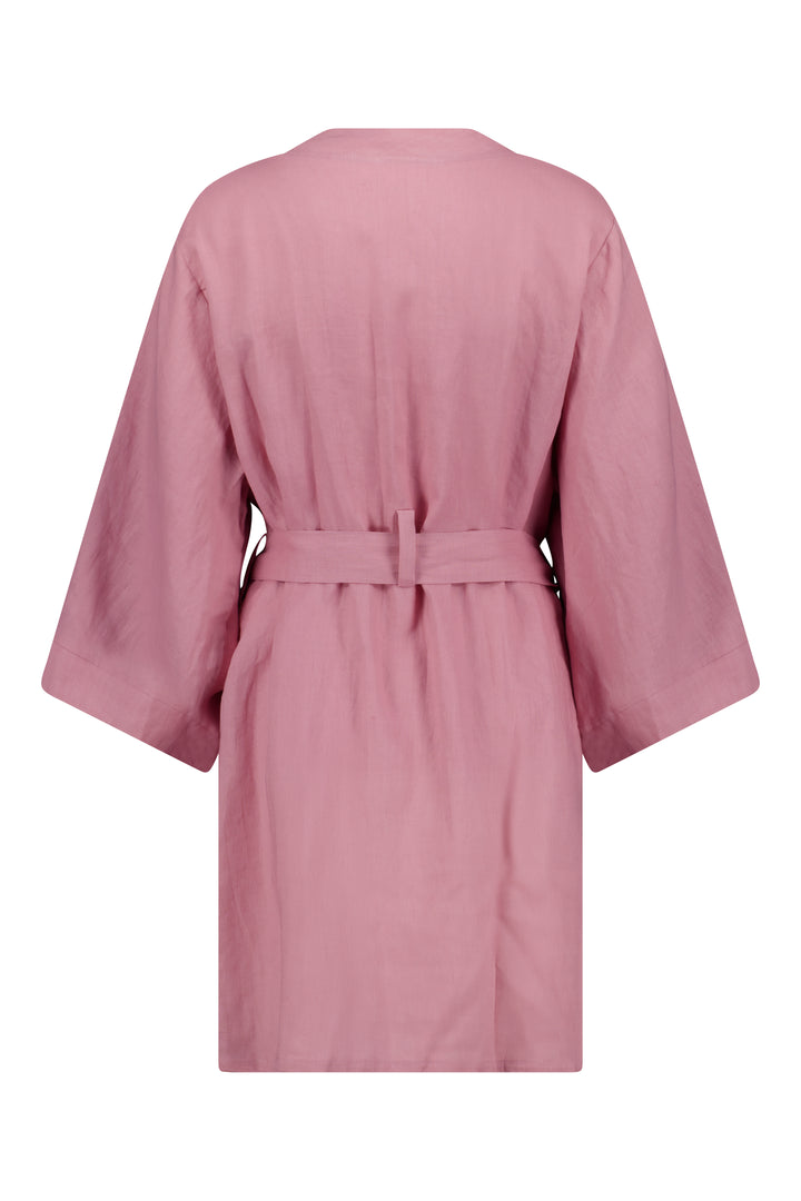 personalised linen bridal bridesmaid robe pink