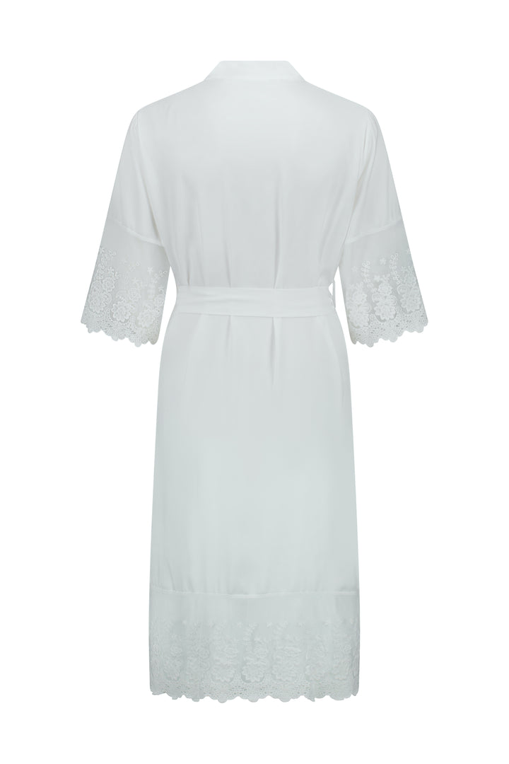 Lily white satin lace bridal robe