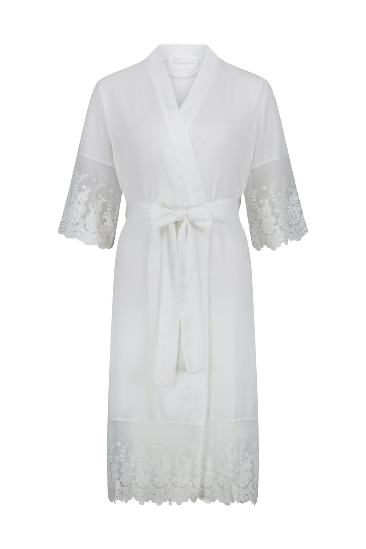 personalised white lace satin bridal robe