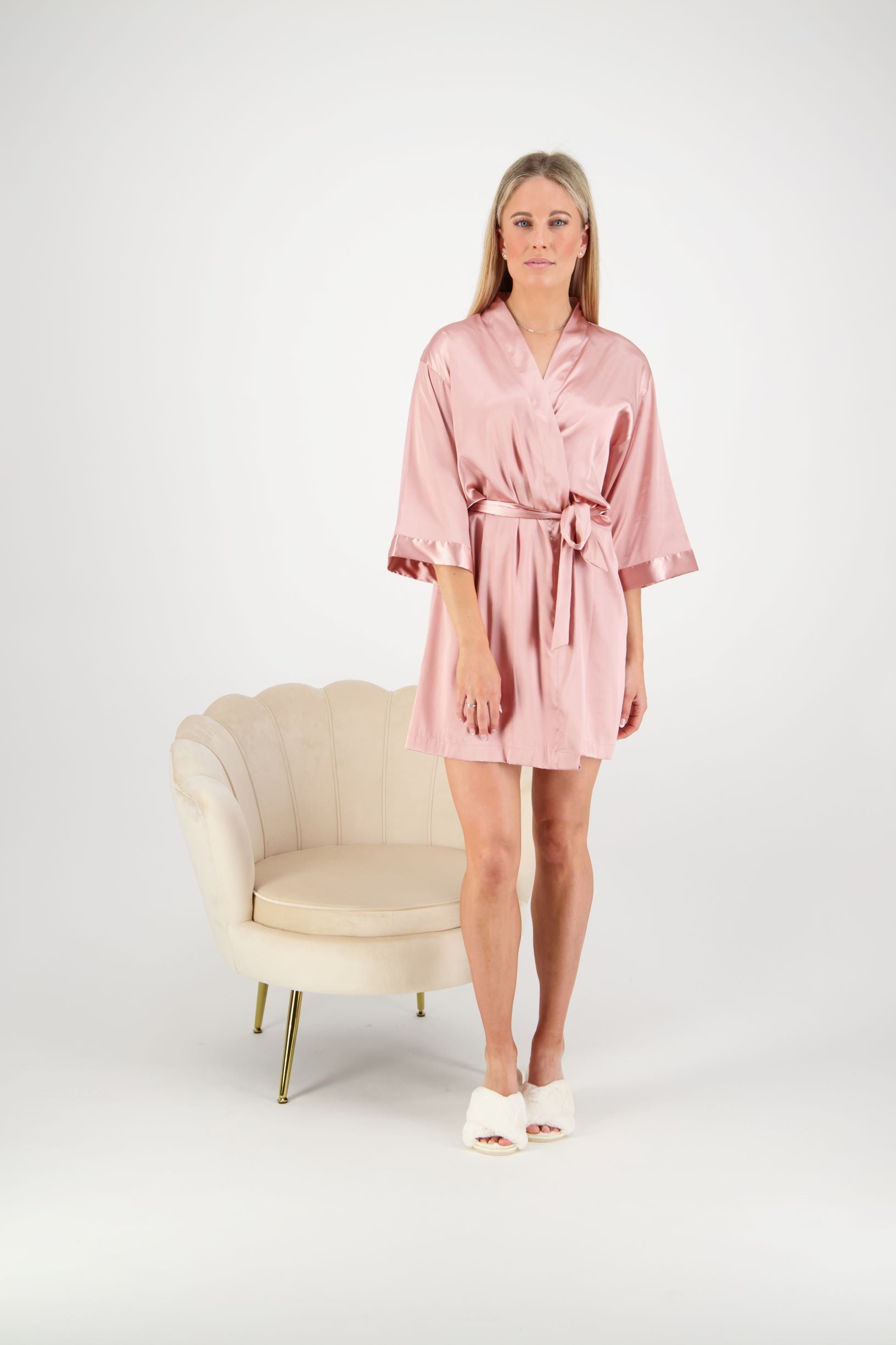 Alexa Satin Robe Dusty Rose – The Sleepover