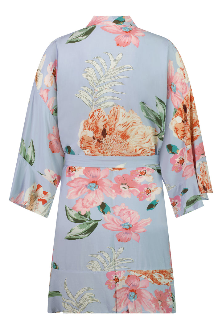 Amelia Cotton Floral Robe - Baby Blue