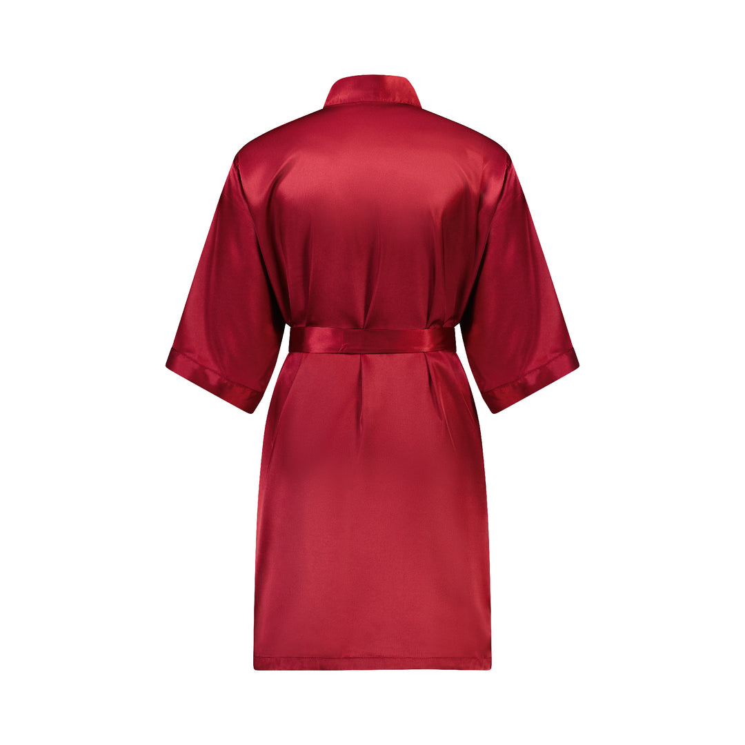 Alexa Satin Robe - Burgundy