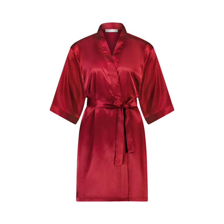Alexa Satin Robe - Burgundy