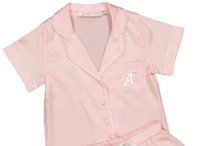 Load image into Gallery viewer, Sienna Mini Short PJ Set - Blush Pink/White - Size 6 - Embroidery A On Pocket