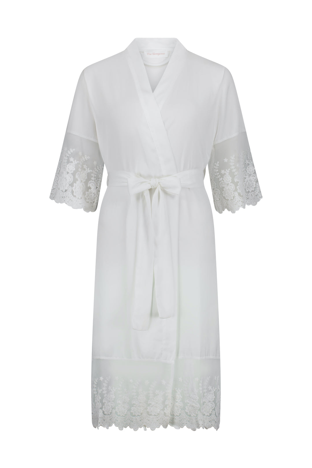 **NEW** Lily Lace Satin Bridal Robe White