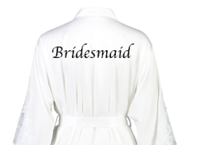 Misha Lace Robe - White - O/S - Bridesmaid embroidery on back