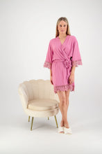 Load image into Gallery viewer, Olivia Cotton Lace Robe - Dusty Rose - Bridesmaid Embroidery ** FAULTY**