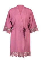 Load image into Gallery viewer, Olivia Cotton Lace Robe - Dusty Rose - Bridesmaid Embroidery ** FAULTY**