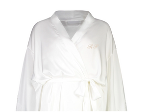 Ava Long Lace Robe - White - O/S - Embroidery RP On Front