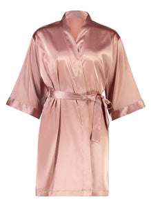 Alexa Satin Robe - Dusty Rose - P/S - Embroidery 'Mother of the Bride' on the back