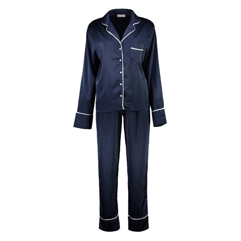 Georgie Long PJ Set - Navy/ White