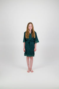 Misha Mini Flower Girl Robe - Forest Green
