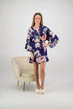 Load image into Gallery viewer, Amelia Cotton Floral Robe - Navy