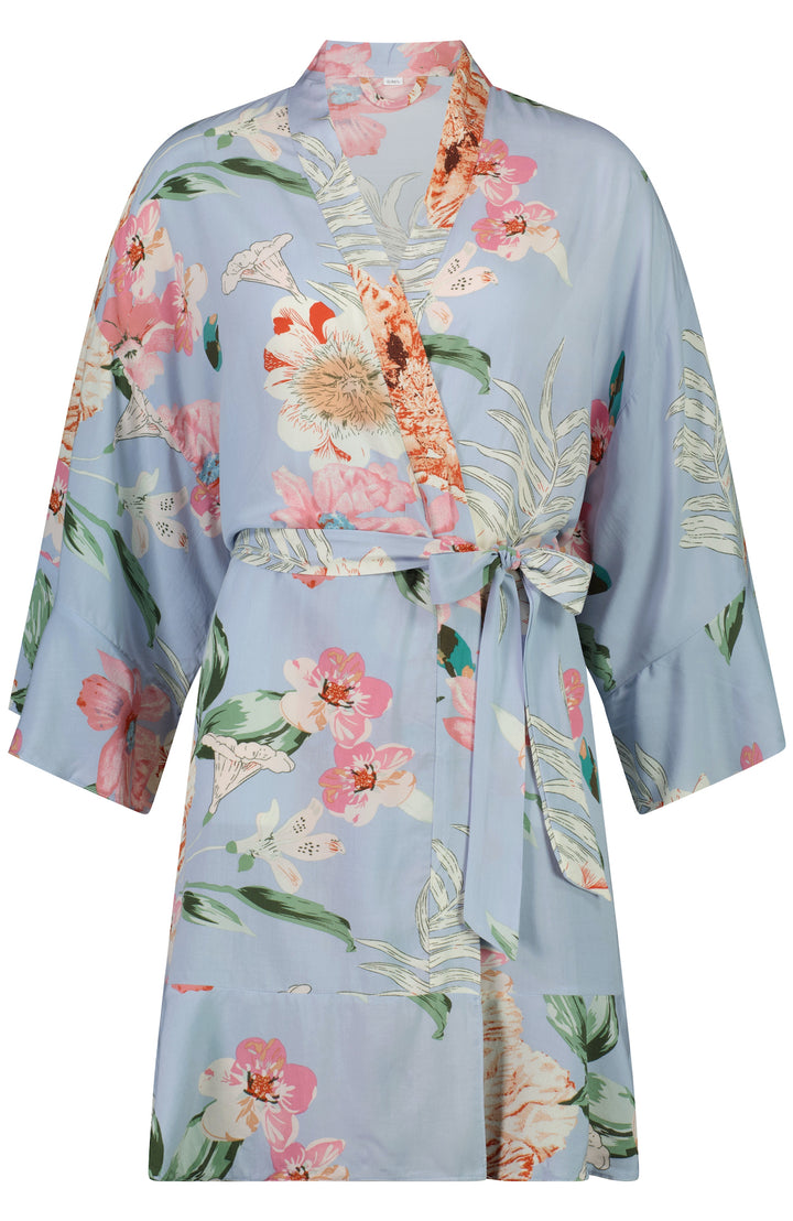 Amelia Floral Cotton Flower Girl Robe - Baby Blue