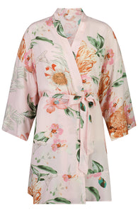 Amelia Floral Cotton Flower Girl Robe - Blush