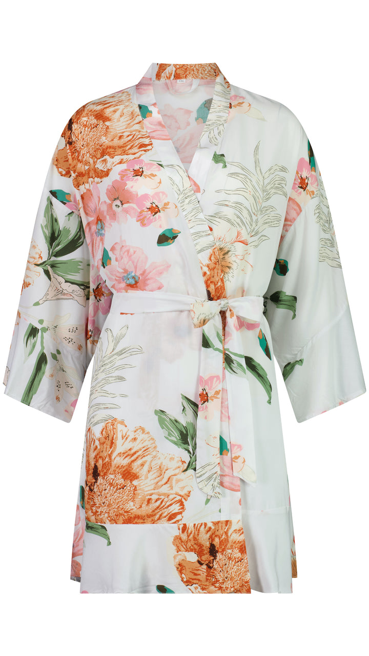 Amelia Floral Cotton Flower Girl Robe - White