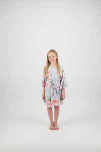 Amelia Floral Cotton Flower Girl Robe - Baby Blue