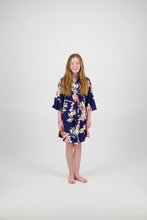 Load image into Gallery viewer, Amelia Floral Cotton Flower Girl Robe - Navy
