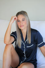 Load image into Gallery viewer, Sienna Short PJ Set - Navy/White