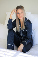 Load image into Gallery viewer, Georgie Long PJ Set - Navy/ White