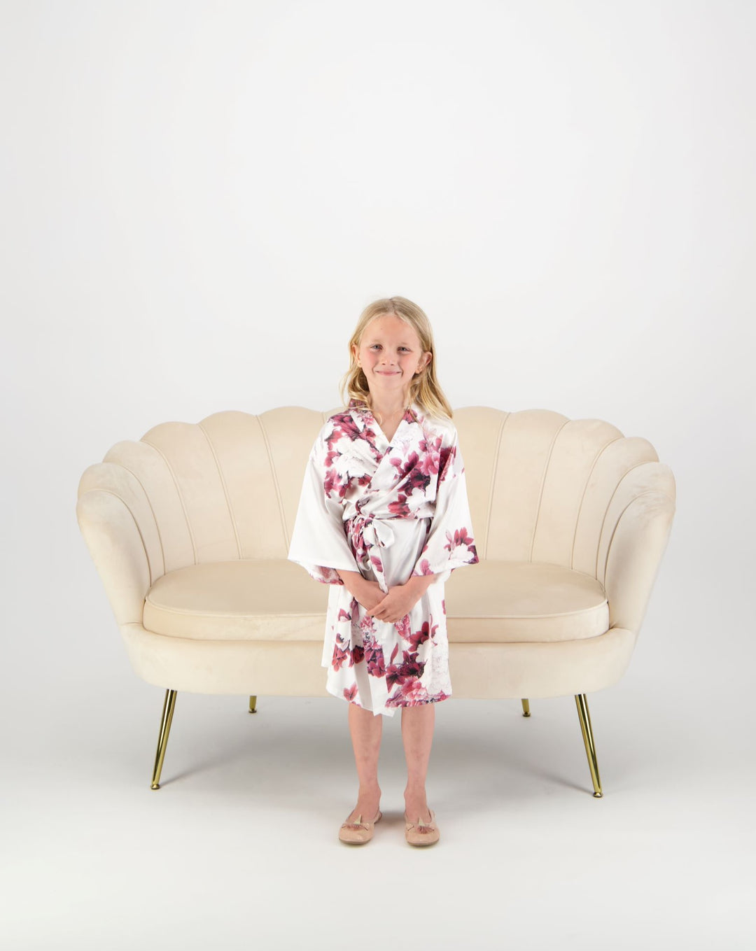 Isla Floral Mini Flower Girl Robe - White