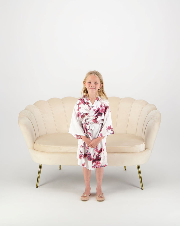 Isla Floral Mini Flower Girl Robe - White