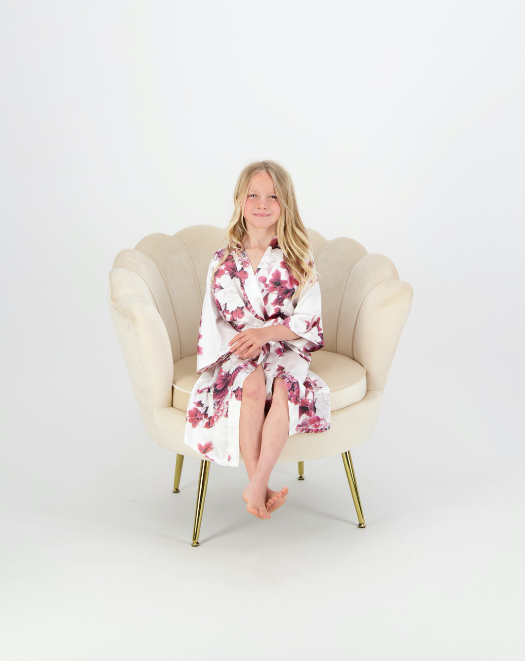 Isla Floral Mini Flower Girl Robe - White