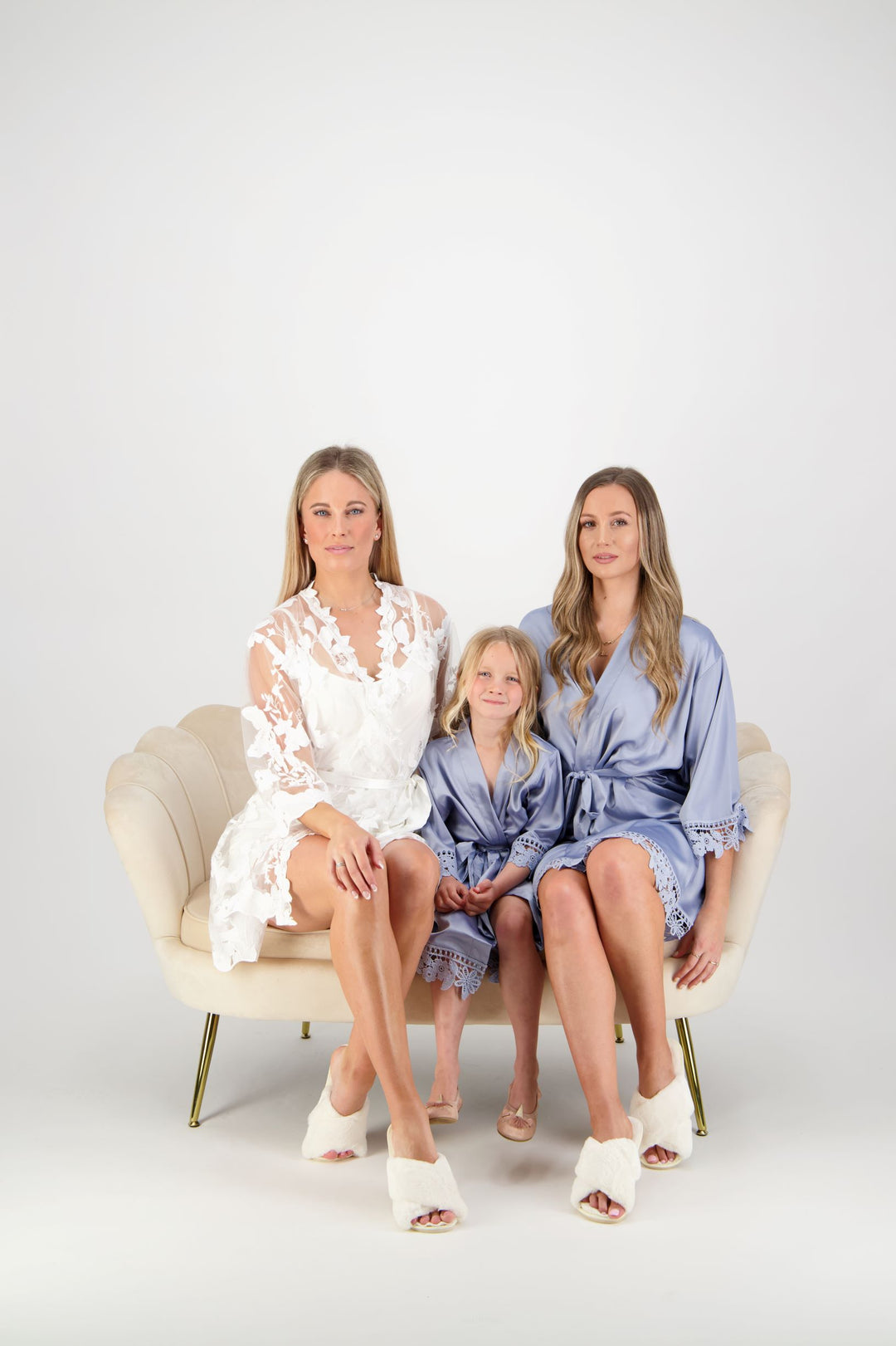 Misha Lace Robe - Dusky Blue