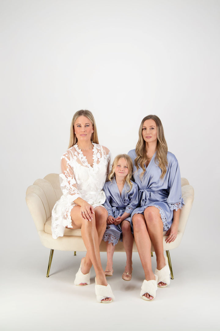Misha Lace Robe - Dusky Blue