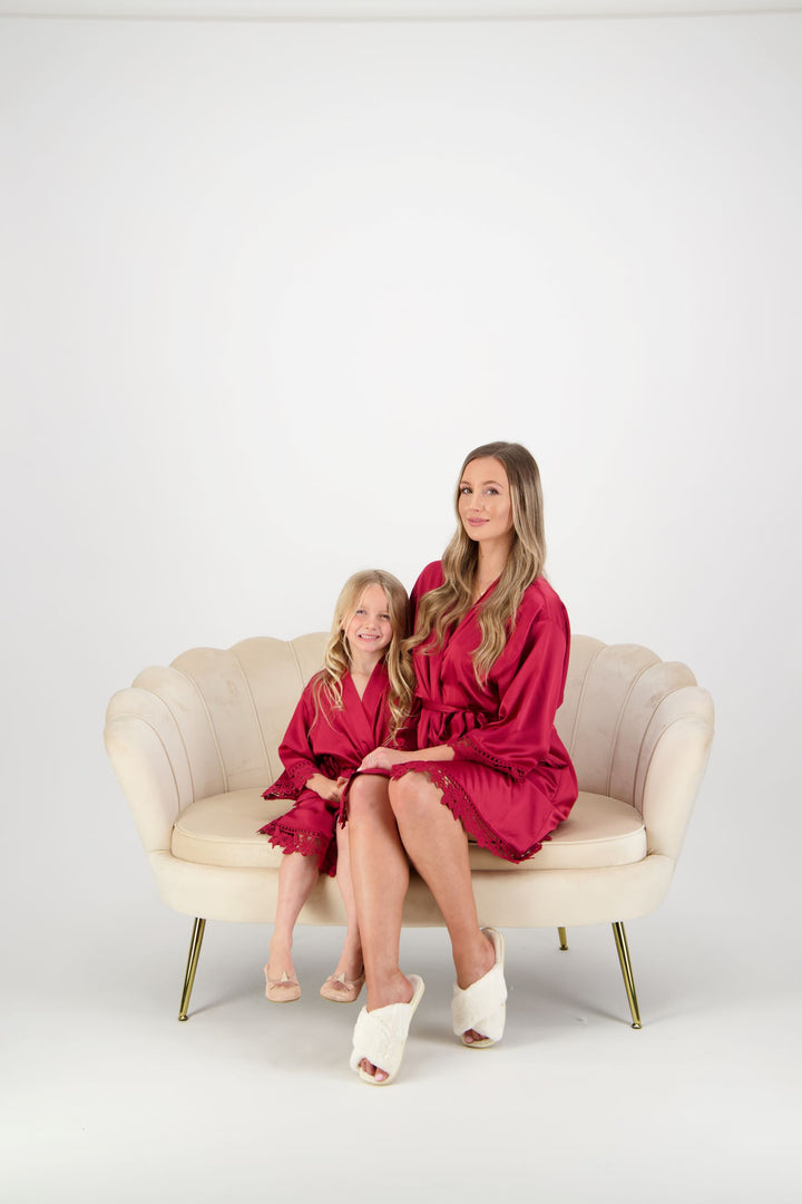 Misha Lace Robe - Burgundy