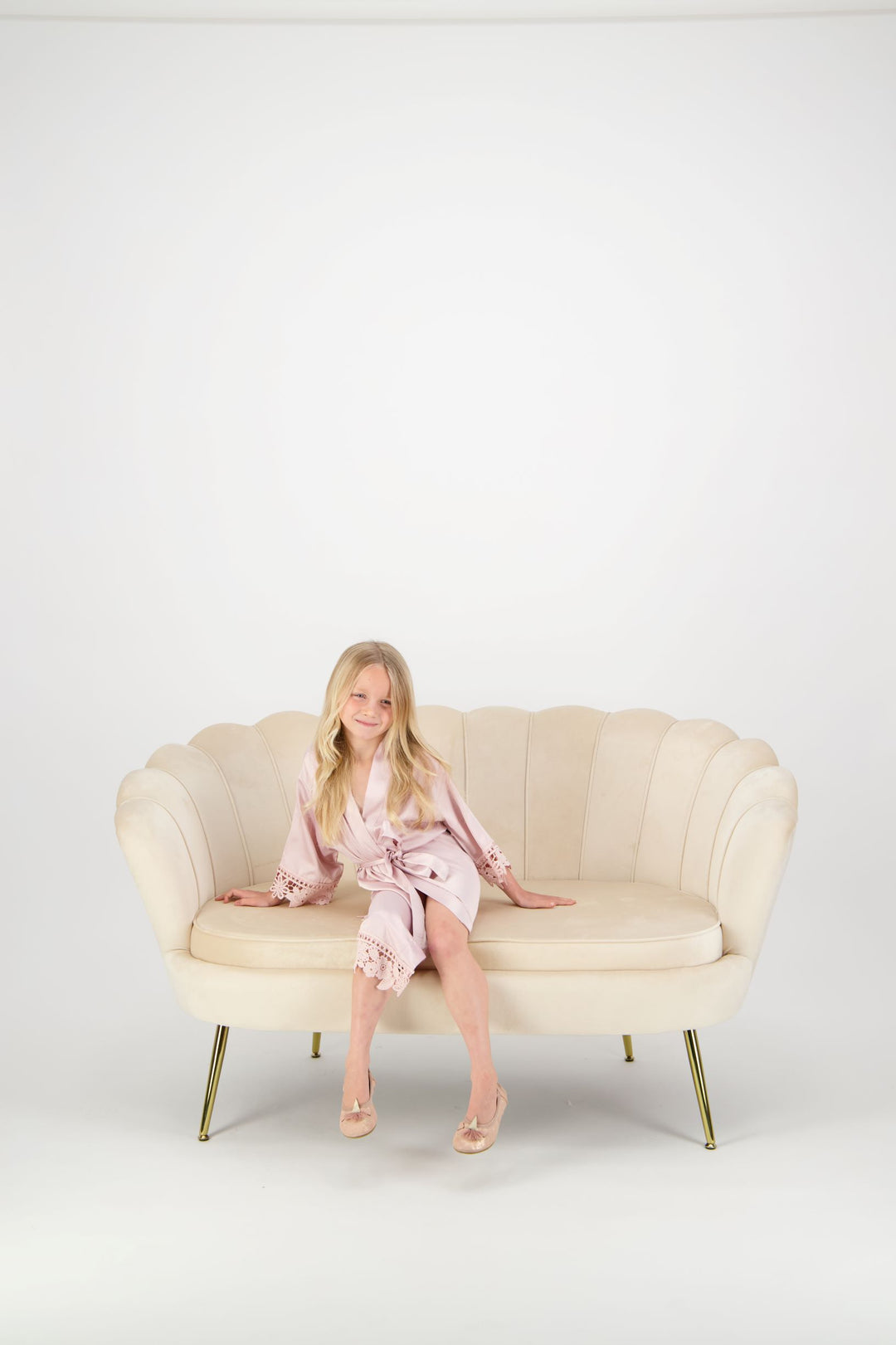 Misha Mini Flower Girl Robe - Nude Pink