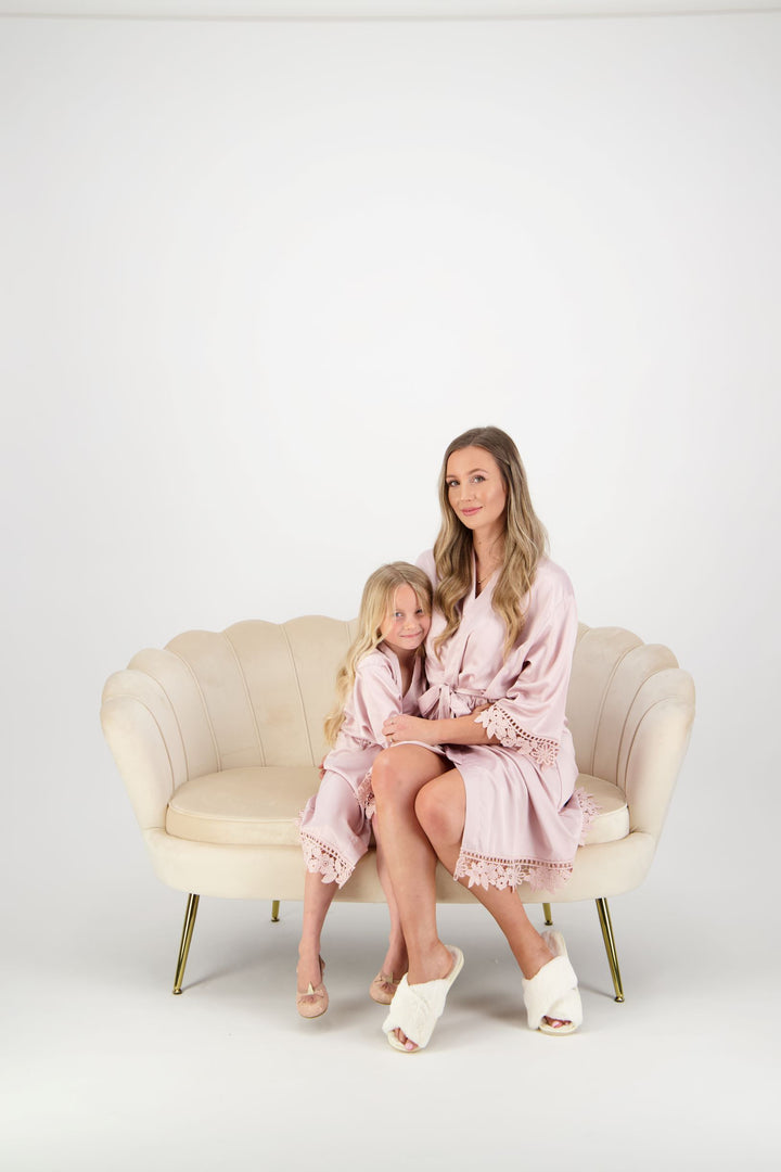 Misha Mini Flower Girl Robe - Nude Pink