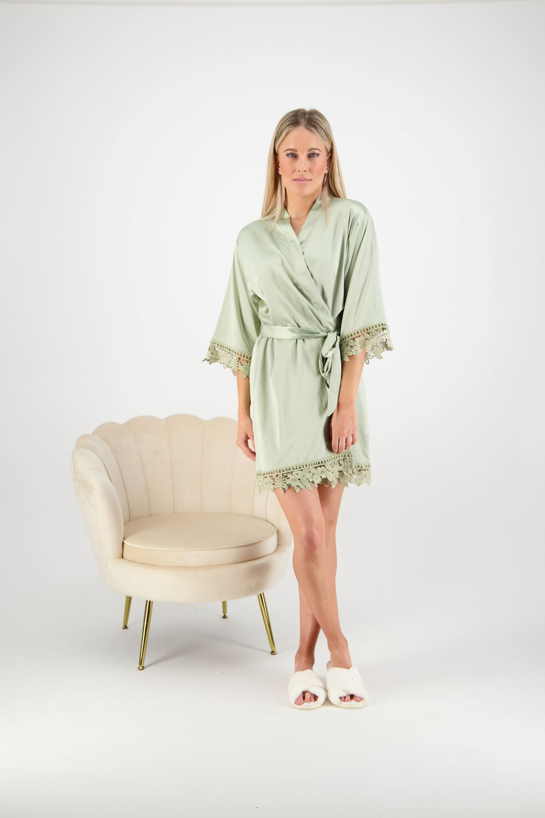 Misha Lace Robe - Sage Green