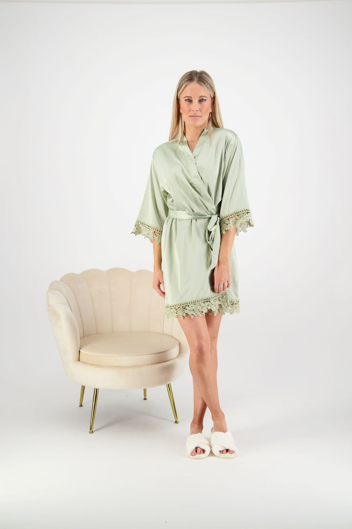 Misha Lace Robe - Sage Green