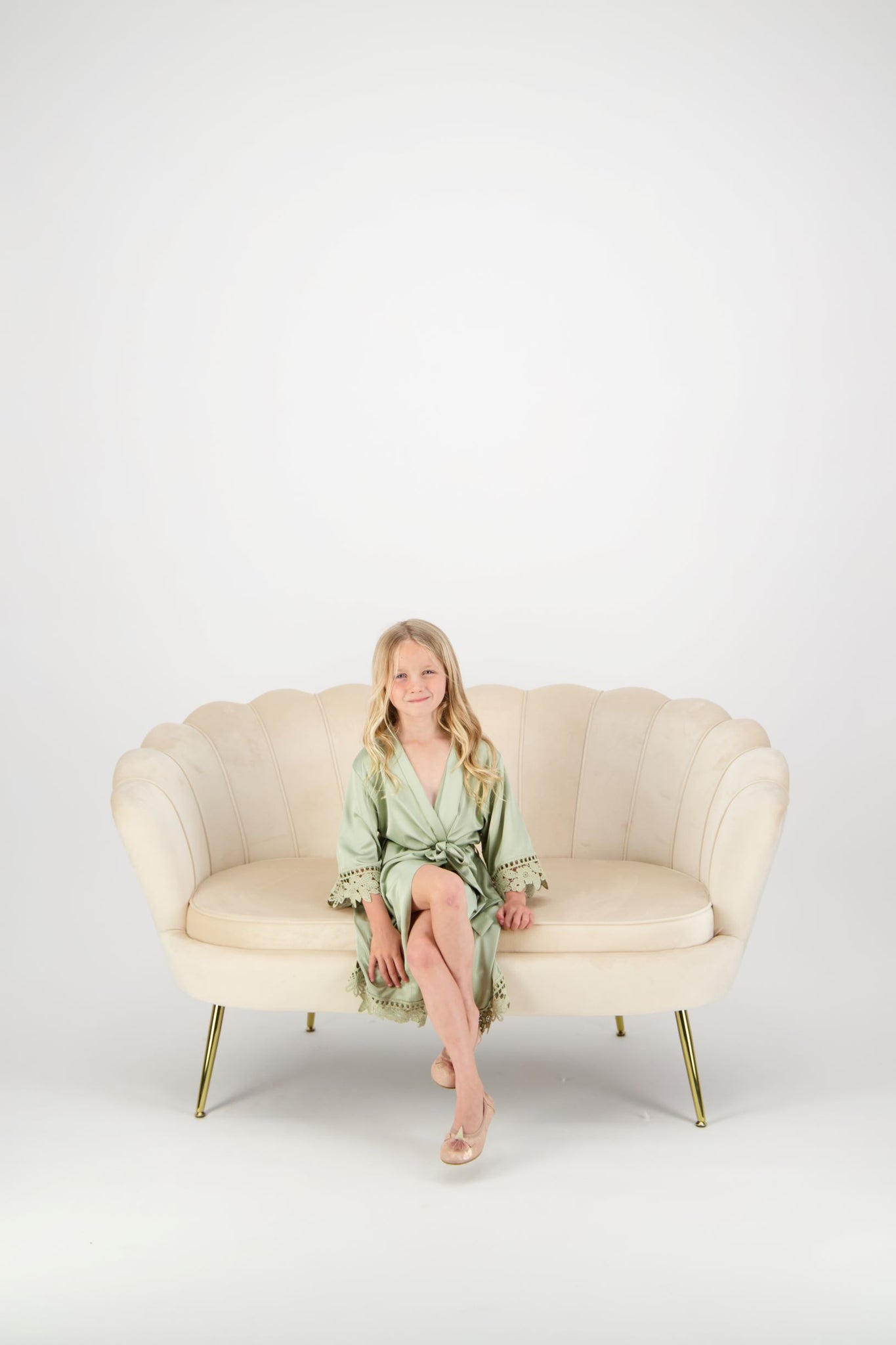 Misha Mini Flower Girl Robe Sage Green The Sleepover