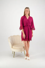 Load image into Gallery viewer, Olivia Cotton Lace Robe - Burgundy