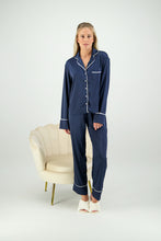 Load image into Gallery viewer, Georgie Long PJ Set - Navy/ White