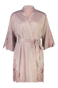 Avana Lace Robe - Nude Pink