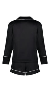 Madison Long Sleeve Top with Shorts PJ Set - Black