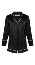 Load image into Gallery viewer, Madison Long Sleeve Top with Shorts PJ Set - Black
