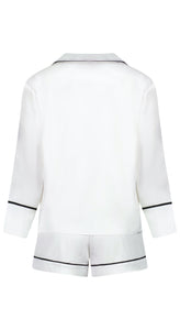 Madison Long Sleeve Top with Short PJ Set - White/ Black