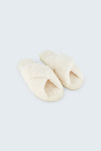 Load image into Gallery viewer, Maia Fluffy Crossover Slippers - White