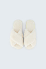 Load image into Gallery viewer, Maia Fluffy Crossover Slippers - White