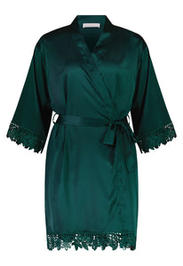 Misha Lace Robe - Forest Green