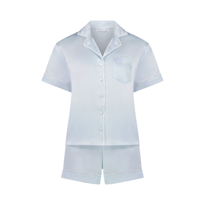 Sienna Short PJ Set - Light Blue/White