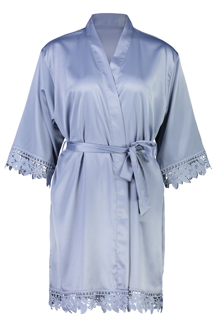 Misha Lace Robe - Dusky Blue