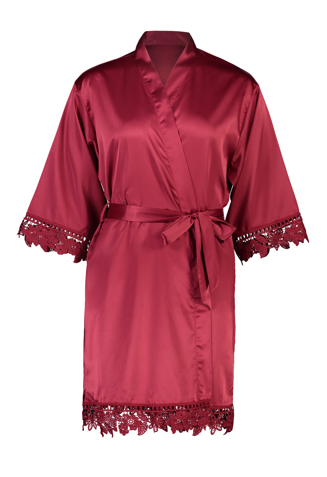 Misha Lace Robe - Burgundy