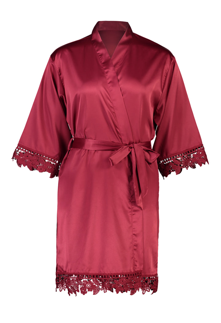 Misha Lace Robe - Burgundy