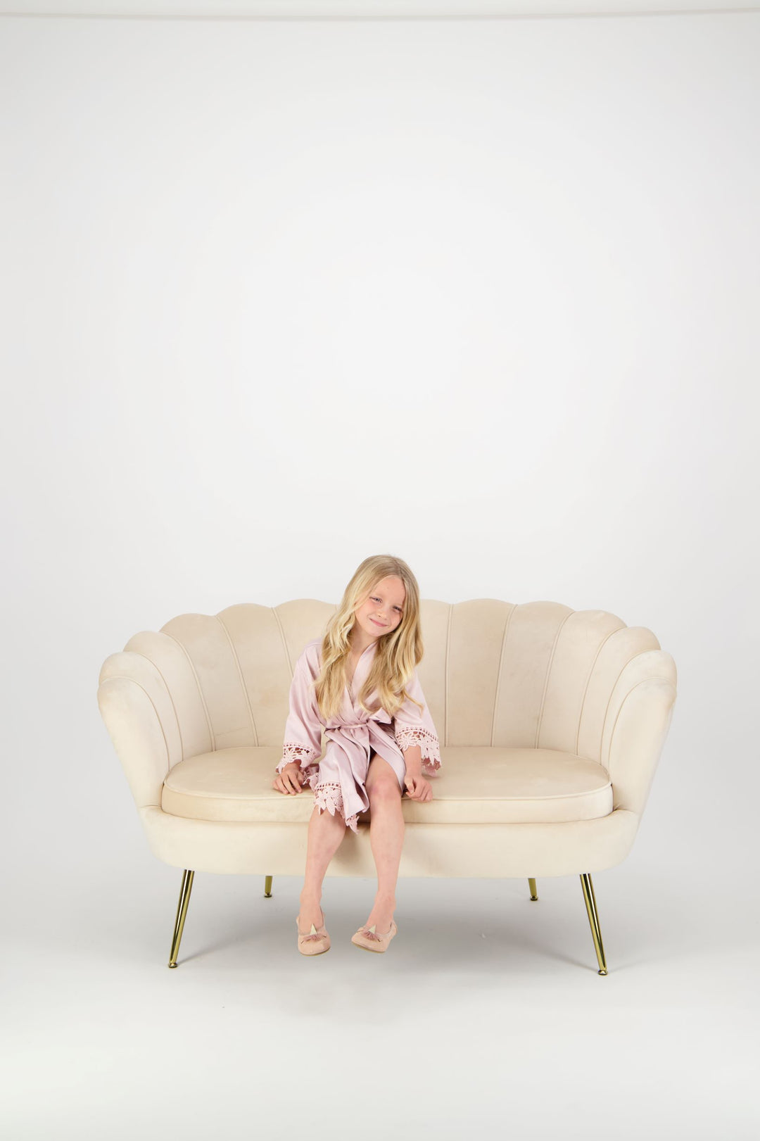 Misha Mini Flower Girl Robe - Nude Pink