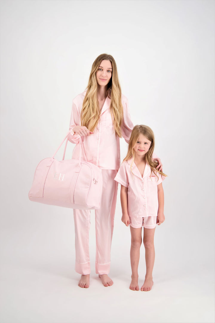 Georgie Long PJ Set - Blush/ White - S, XL & 2XL only